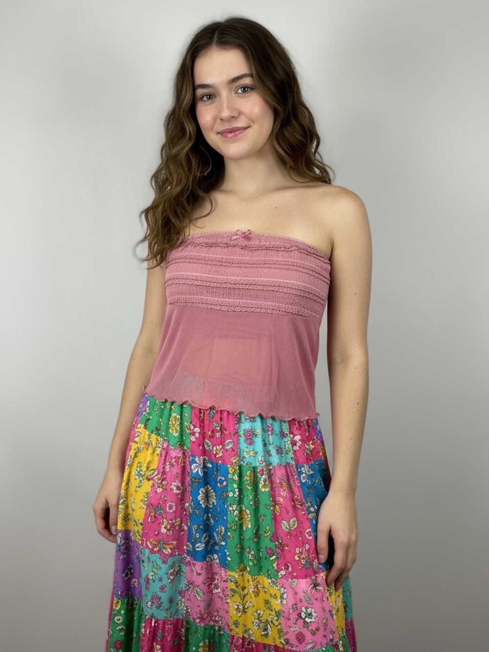 NWT Floral Ruched Tank Top - Dusty Rose
